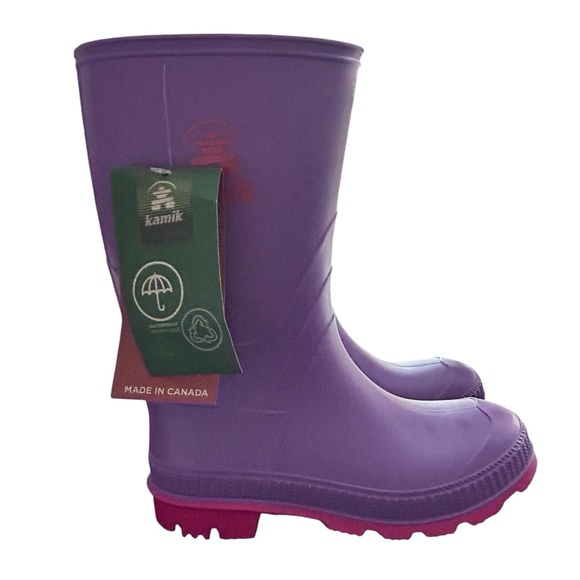 Kamik Kids Rain Boots Size 2 – Purple with Pink Soles - Picture 1 of 5